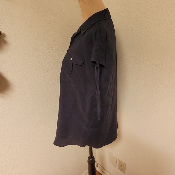 Chaps Navy Linen Top - Picture 3 of 5